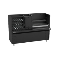 Black Finish Charcoal or Wood Fired Rotisserie with Grill & Fire Box- Super 380 Series